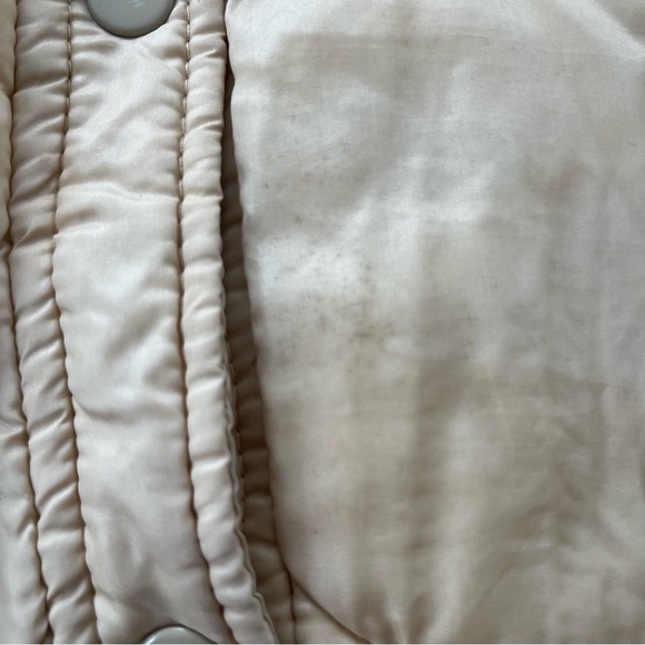 Vintage 80's Tan Puffer Vest Earth Tones Neutral Stripes Snaps Quilted Insulated - Picture 5 of 9